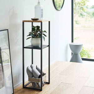 Steel & Wood Two-Tier Display & Storage Shelf 31.5" H-End + Side Tables-Yamazaki Home-santoku nyc