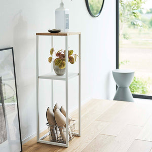 Steel & Wood Two-Tier Display & Storage Shelf 31.5" H-End + Side Tables-Yamazaki Home-santoku nyc