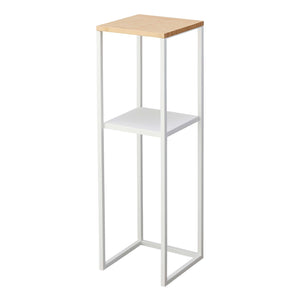 Steel & Wood Two-Tier Display & Storage Shelf 31.5" H-End + Side Tables-Yamazaki Home-White-santoku nyc