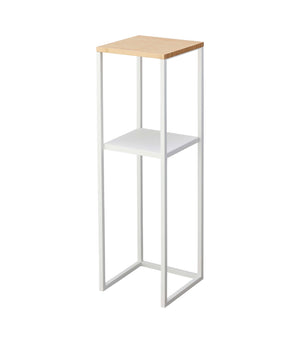 Steel & Wood Two-Tier Display & Storage Shelf 31.5" H-End + Side Tables-Yamazaki Home-White-santoku nyc
