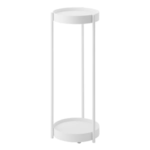 Two-Tier Rolling Plant Stand H 28", Steel-End + Side Tables-Yamazaki Home-White-santoku nyc