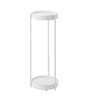 Two-Tier Rolling Plant Stand H 28", Steel-End + Side Tables-Yamazaki Home-White-santoku nyc