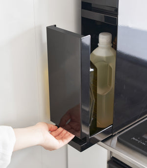 Two-Tier Sliding Drawer Seasoning Rack, Steel-Kitchen Organizer-Yamazaki Home-Black-santoku nyc