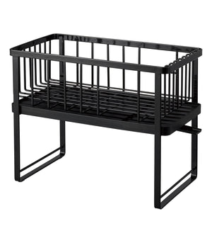 Two-Tier Steel Wire Dish Rack - Yamazaki Home-Dish Rack-Yamazaki Home-Black-SANTOKU NYC