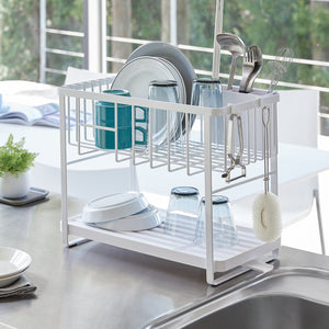 Two-Tier Steel Wire Dish Rack-Dish Rack-Yamazaki Home-White-santoku nyc