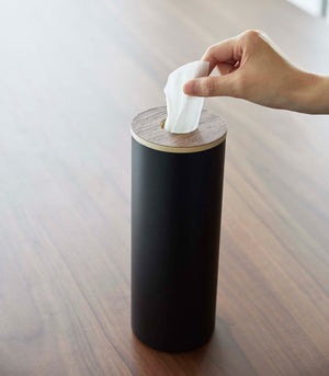 Steel & Wood Round Tissue Case - Yamazaki Home-Tissue Case-Yamazaki Home-SANTOKU NYC