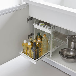 Under-Sink Rack With Pull-Out Shelf, Steel - Yamazaki Home-Kitchen Organizer-Yamazaki Home-White-santoku nyc