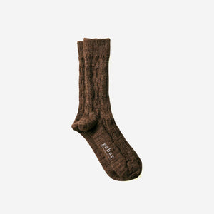 Unisex Alpaca Cable Pattern Socks- yahae-Socks-yahae-Brown-S-SANTOKU NYC