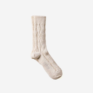 Unisex Alpaca Cable Pattern Socks- yahae-Socks-yahae-Natural White-S-SANTOKU NYC
