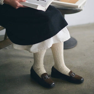 Unisex Alpaca Cable Pattern Socks- yahae-Socks-yahae-SANTOKU NYC