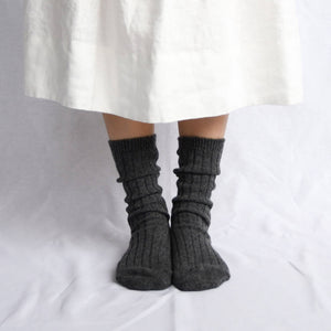 Unisex Cashmere Ribbed Socks - NISHIGUCHI-Socks-SANTOKU NYC