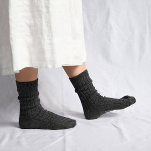 Unisex Cashmere Ribbed Socks - NISHIGUCHI-Socks-SANTOKU NYC