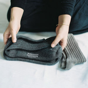 Unisex Cashmere Ribbed Socks - NISHIGUCHI-Socks-SANTOKU NYC