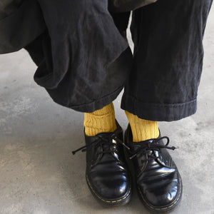 Unisex Linen Ribbed Socks - NISHIGUCHI-Socks-NISHIGUCHI-Yellow-S-santoku nyc