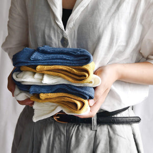 Unisex Linen Ribbed Socks - NISHIGUCHI-Socks-NISHIGUCHI-Yellow-S-santoku nyc