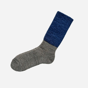 Unisex Mohair Wool Pile Socks - NISHIGUCHI-Socks-NISHIGUCHI-Navy x Dark Gray-S-santoku nyc