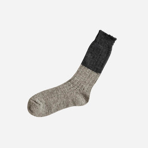 Unisex Wool Cotton Slub Two-Tone Socks - NISHIGUCHI-Socks-NISHIGUCHI-Charcoal x Gray-S-santoku nyc