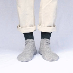 Unisex Wool Cotton Slub Two-Tone Socks - NISHIGUCHI-Socks-NISHIGUCHI-santoku nyc