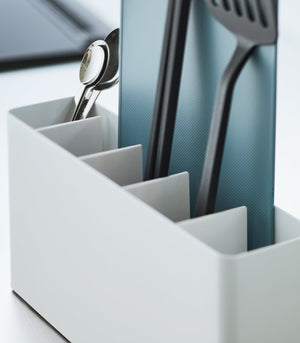 Utensil & Thin Cutting Board Holder, Steel-Utensil Holder-Yamazaki Home-White-santoku nyc