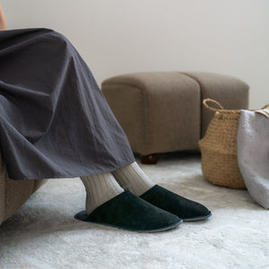 Velour Leather Room Slippers - Reela