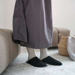 Velour Leather Room Slippers - Reela
