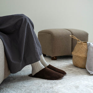 Velour Leather Room Slippers - Reela