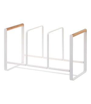 Steel & Wood Vertical Plate Organizer-Dish Organizer-Yamazaki Home-santoku nyc