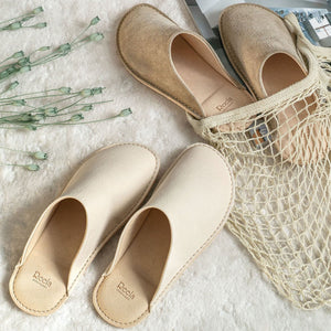 Velour Leather Room Slippers - Reela