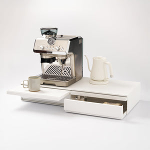 Wide Countertop Drawer With Pull-Out Shelf, Steel - Yamazaki Home-Countertop Shelf-Yamazaki Home-White-santoku nyc