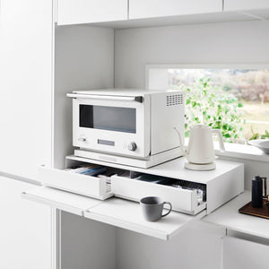 Wide Countertop Drawer With Pull-Out Shelf, Steel - Yamazaki Home-Countertop Shelf-Yamazaki Home-White-santoku nyc