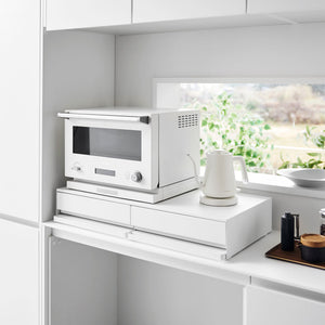 Wide Countertop Drawer With Pull-Out Shelf, Steel - Yamazaki Home-Countertop Shelf-Yamazaki Home-White-santoku nyc