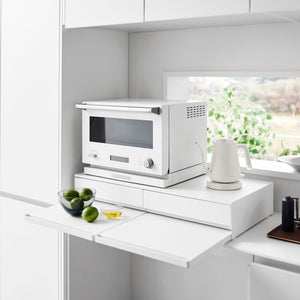 Wide Countertop Drawer With Pull-Out Shelf, Steel - Yamazaki Home-Countertop Shelf-Yamazaki Home-White-santoku nyc