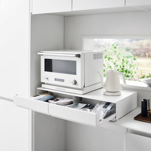 Wide Countertop Drawer With Pull-Out Shelf, Steel - Yamazaki Home-Countertop Shelf-Yamazaki Home-White-santoku nyc