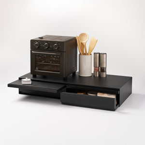 Wide Countertop Drawer With Pull-Out Shelf, Steel - Yamazaki Home-Countertop Shelf-Yamazaki Home-Black-santoku nyc