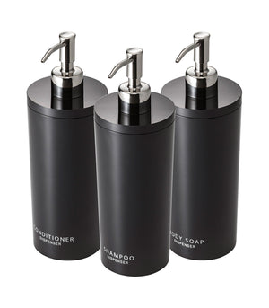 Round Dispenser Bundle: Shampoo, Conditioner, and Body Soap-Shower Dispenser-Yamazaki Home-Black-santoku nyc