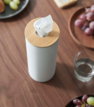Steel & Wood Round Tissue Case - Yamazaki Home-Tissue Case-Yamazaki Home-SANTOKU NYC