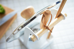 Lid & Ladle Stand - Steel + Wood-Stovetop-Yamazaki Home-santoku nyc