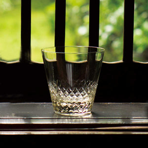 - Edo-Kiriko Hail Crest 10 oz. Old Fashioned Glass (Tinted Pale Yellow) / Hirota Glass-Barware-Hirota Glass-santoku nyc