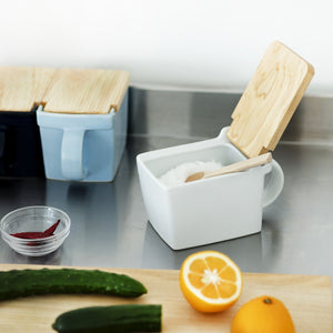 BEE HOUSE SALT BOX SALT CELLAR 16 oz - White - Kitchen-ZERO JAPAN-santoku nyc