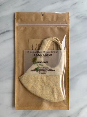 Unisex Botanical Dyed Organic Cotton Face Mask - Sun Flower (Yellow)-Mask-Tabbisocks-santoku nyc
