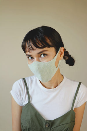 Unisex Botanical Dyed Organic Cotton Face Mask - Lily of the Valley (Green)-Mask-Tabbisocks-santoku nyc