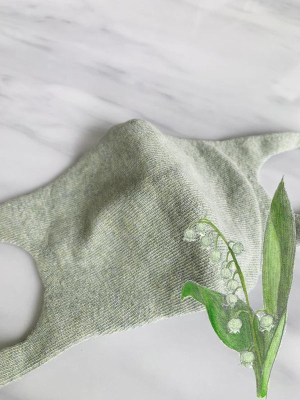 Unisex  Botanical Dyed Organic Cotton Face Mask - Lily of the Valley (Green)