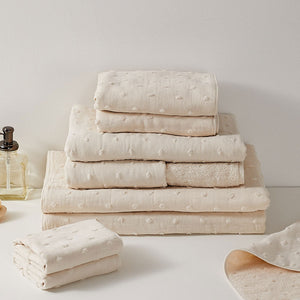 Zero Twist Gauze Dot - UCHINO-Home & Wellness-UCHINO-Wide Bath Towel: 35 × 63 in (90 × 160 cm)-Beige-santoku nyc