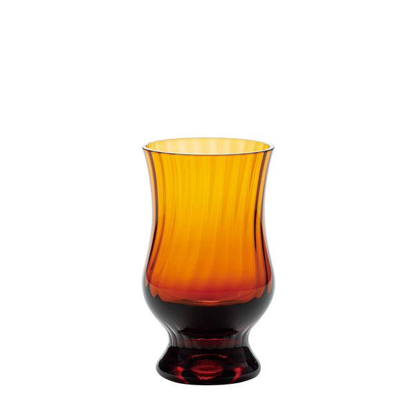 Hirota Glass Mid-Century 8.5 oz. Coffee Glass with line details (Amber / Malled type)