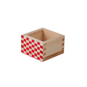 Colorful Masu Japanese Sake Cup - Ichimatsu - Red-Fine Craft-Ohashi Ryoki-Red-santoku nyc