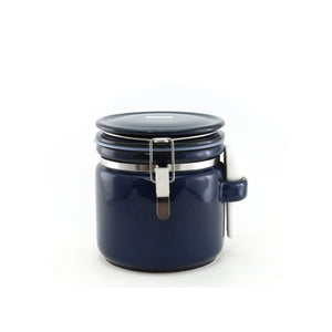 Round canister M with ceramic spoon 34 oz (1000cc)/ Jeans Blue-Kitchen-Zero Japan-santoku nyc