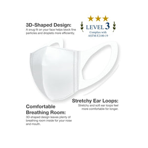 ASTM Level 3 Surgical Mask with Ear Loops S/M Size - White, Made in Japan-Mask-santoku-santoku nyc