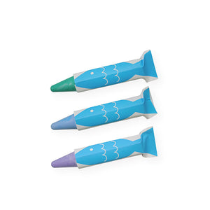 Kitpas Rice Bran Wax Bath Crayons 3 Colors - Fish (Purple, Blue, Green)-kids-kitpas-santoku nyc